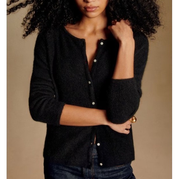 Sezane Sweaters - Sezane Gaspard Super Kid Mohair Baby Alpaca Black Cardigan Sweater XXS Luxury